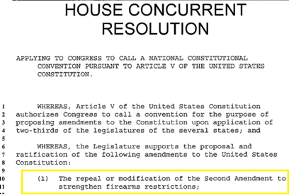 Hawaii Article V Resolution to repeal the Second Amendment 